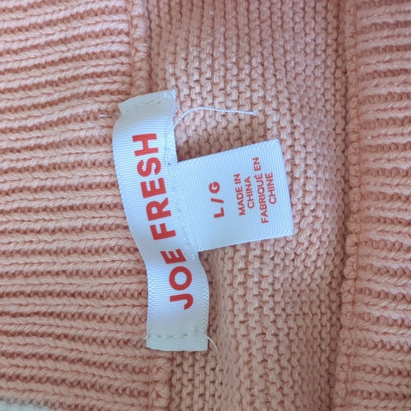 Joe fresh / peach and white sweater / Lg - Picture 2 of 5